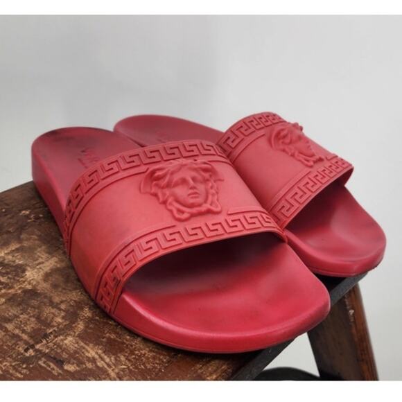 Versace Palazzo Medusa Pool Slides 'Cardinal Red Women's 9.5 Men's 8 - Picture 1 of 13